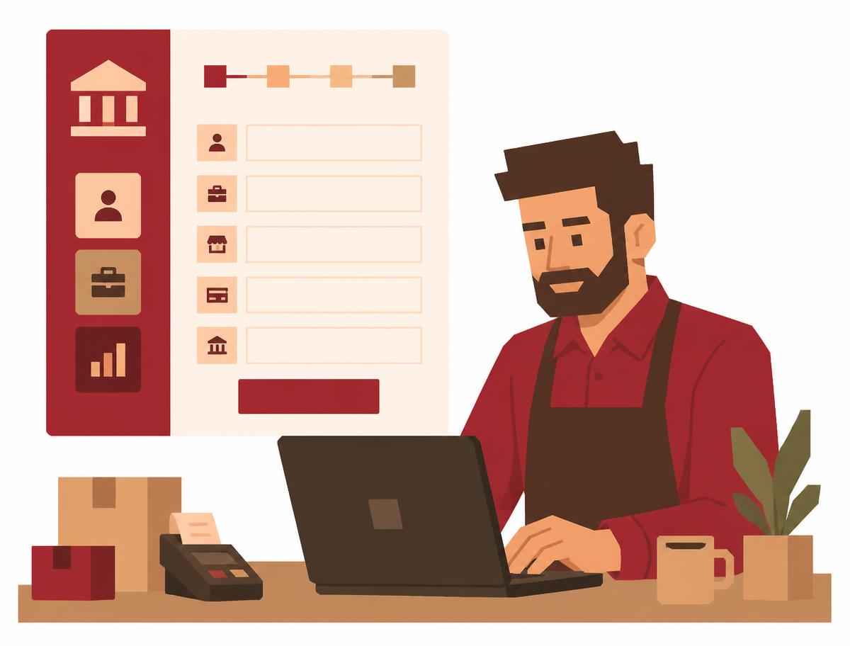 A business owner completing signup for a fintech app built by Wve Labs
